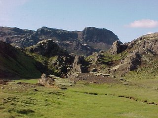 Lava rocks & moss-covered soil