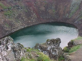 Volcano crater lake