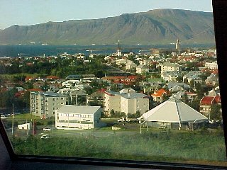 Reykjavik from roof-top revolving restaurant
